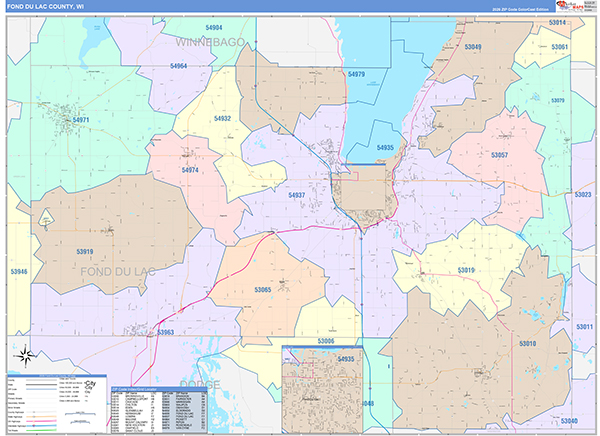 Fond du Lac County, WI Wall Map